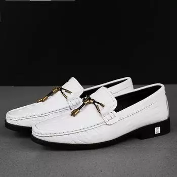 Fashion Stylish Mens Slip on Walking Shoes High Quality Men Casual Footwear Genuine Leather Men Handmade Loafers All-match Dress Shoes 38 коричневый