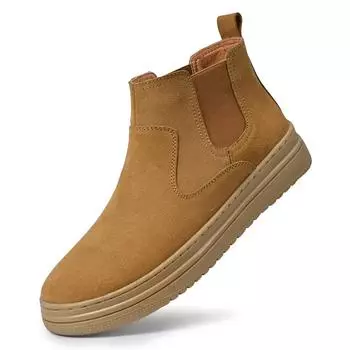 Fashion Suede Leather Dress Shoes men All-match Men Ankle Boots Formal Business Casual Man cotton Shoes Classic Men Chelsea Boots 38 бежевый