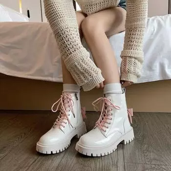 Мода лето 2024 Новые кроссовки Модные повседневные ботинки для женщин Легкие туфли на платформе Трендовая мода Женские ботильоны 35 белый
