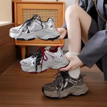 Мода лето 2024 новые тенденции женские кроссовки мода повседневные спортивные дышащие теннисные туфли низкие на шнуровке женские вулканизированные туфли 35