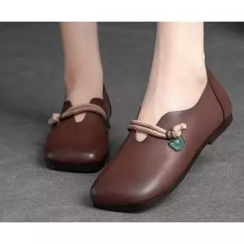 мода лето и весна новый ретро стиль повседневные туфли одинарные мода квадратная голова с ленивыми туфлями удобная женская обувь Zapato Mujer 35 коричневый