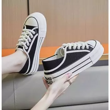 Fashion Summer Canvas Shoes Women s 2024 New Korean Edition Little White Shoes Female Students Breathable Two Wear Casual Fashion Shoes 35 розовый