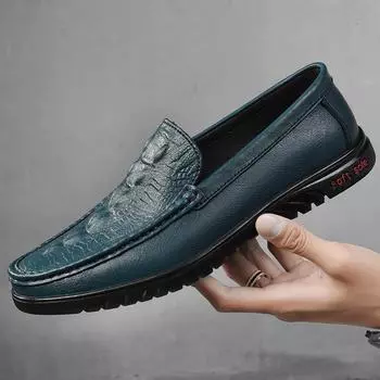 Fashion Summer Comfy Leather Mens Casual Shoes Classic Slip on Designer Loafers Business Driving Shoes Formal Mocassin Men Walking Shoes 38 белый