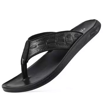 Fashion Summer Fashion Crocodile Print Men s Slippers Designer New Non-slip Outdoor Walking Beach Shoes Male Casual Flip Flops for Men 38