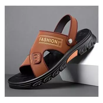 Модные летние кожаные сандалии на плоской подошве для отдыха на открытом воздухе, мужские сандалии для пляжа, дизайнерские повседневные туфли для вождения из мягкой подошвы, мужские тапочки 38