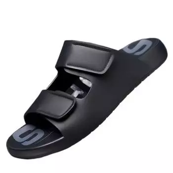 Fashion Summer Fashion Leather Slippers for Men Outdoor Beach Men s Sandals Designer New Hollow Soft Soled Slip-on Flip Flops Shoes Male 38