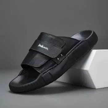 Модные летние мужские тапочки из коровьей кожи первого слоя, модная повседневная дизайнерская обувь, мужские шлепанцы с мягкой подошвой и нескользящей кожей для мужчин 38