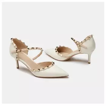 модные летние женские красные босоножки на высоком каблуке, модный фирменный дизайн, шпилька, дикие сексуальные туфли с острым носком и полыми заклепками, одинарные туфли для женщин 34 чёрный