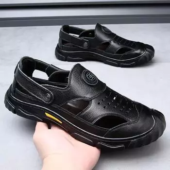 Модные летние мужские римские туфли с полыми вставками, дизайнерские новые мужские сандалии на мягкой подошве для отдыха на открытом воздухе, повседневные однотонные мужские туфли на мягкой подошве 38