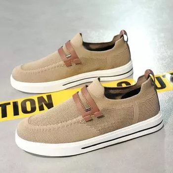 Модные летние мужские повседневные туфли большого размера из дышащей сетки, белые кроссовки без застежек, нескользящие, для ходьбы, универсальные мужские туфли 39 белый