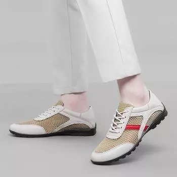 Fashion Summer Men Breathable Casual Men Shoes Classic White/Black Outdoor Sports Soft Sole Lightweight Comfortable Casual Sports Shoes 37 белый