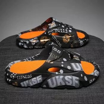 Fashion Summer Men s Massage Light EVA Slippers Indoor Outdoor Beach Casual Slides Shoes Soft Sole Flip-flops Cool Sandals Clogs 38-39 серый