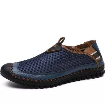 Модные летние мужские сетчатые дышащие легкие туфли повседневные резиновые подошвы сшитые нескользящие сандалии походная обувь для мужчин 38 белый