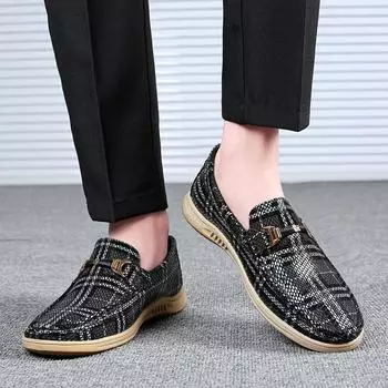 Fashion Summer Mens Genuine Leather Casual Shoes High Quality Slip On Loafers Comfortable Designer Shoes Moccasin Hombre Driving Shoes 38 чёрный