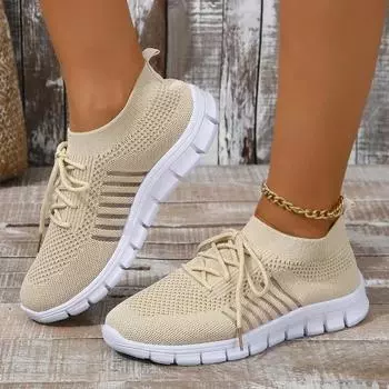 Fashion Summer Mesh Casual Shoes Breathable Slip on Lightweight Sports Sneakers Women Lace Up Fashion Comfortable Walking Shoes 36 красный