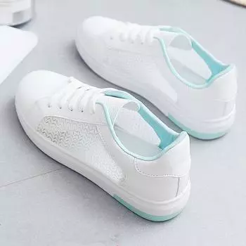 Fashion Summer New Breathable Little White Shoes Round Toe Women s Board Shoes Student Leisure Sports Mesh Women s Sports Shoes 35 синий