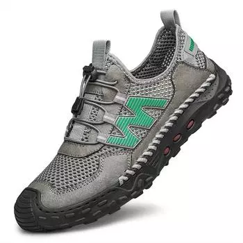 Fashion Summer New Breathable Mesh Men s Shoes Soft Sole Comfortable Brand Outdoor Casual Shoes Lace Up Work Shoes Light Colored Loafers 38 серый