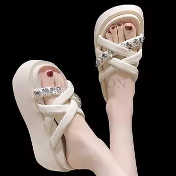 fashion Summer New Candy-colored Platform Sandals Women s Trend Open Toe Cross Slippers Light Casual Beach Slides Ladies Gladiator Shoes 34