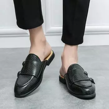 Fashion Summer New Men s Half Slippers Classic Black Loafers Breathable slippers Casual Loafer Lightweight Flats Sandals Big Size47 38