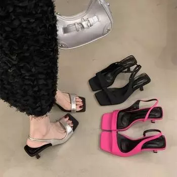 Fashion Summer Open Toe High Heel Sandals Women Shoes New Fashion Thin High Heels Female Fashion Sexy Pumps Sandalias De Mujer 34 чёрный
