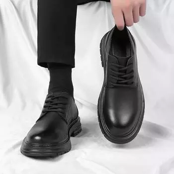 Fashion Summer Oxfords Men Shoes Red Sole Fashion Business Casual Party Banquet Daily Retro Carved Lace-up Brogue Dress Shoes 38 чёрный