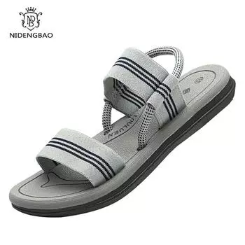 Модные летние сандалии для мужчин, новые нескользящие пляжные повседневные туфли с эластичными ремешками, сандалии для мужчин, уличные сандалии для мужчин, большой размер 5.5 серый