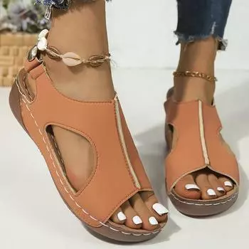 fashion Summer Sandals Women Shoes Party Shoes Woman Breathable Women s Shoes Wedge Sandals For Women Retro Women Sandal Female Footwear 36 коричневый