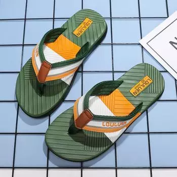 Модные летние тапочки мужские шлепанцы пляжные сандалии нескользящие повседневные туфли на плоской подошве 2024 Тапочки домашняя обувь для мужчин уличные тапочки 39 синий
