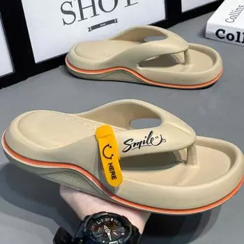 fashion Summer Slippers Sandals Thick Sole EVA Flip Flops Mens Outdoor Indoor Couples Shoes for Men Soft Comfortable Slippers zapatos 36 -37 чёрный