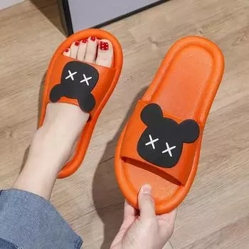 Модные летние тапочки, женская обувь 2024 года, новые милые шлепанцы с открытым носком на низкой платформе для мужчин, домашние тапочки на плоской подошве для пляжа для женщин 36-37