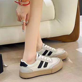 fashion Summer Tennis Low Top Women s Cloth Skate Sneakers Casual Walking Flats Fashion Comfortable Skate Non Slip Shoes 35 бежевый