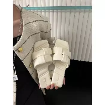 fashion Summer Trend Women Slippers Flat Bottom Non-slip Outdoor Open Toe Beach Female Sandals Sexy Fashion Design Slides Woman Shoes 35 чёрный