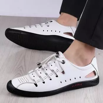 Fashion Summer White Hollow Loafers Breathable and Comfortable Outdoor Shoes Cool for Hiking Adult Men s Shoes High Quality Casual Shoes 37 белый