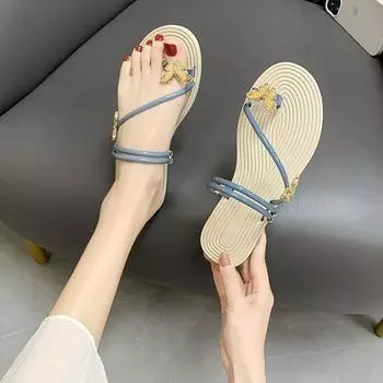 Fashion Summer Woman Slippers Sandals Slides on Beach Shoes for Women 2024 Low Heel Open Toe 39 Designer Footwear Casual Non Slip Normal 35