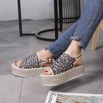 модные летние женские сандалии из пеньки модные женские пляжные туфли туфли на танкетке удобные туфли на платформе lingbacks большие размеры fgh6 8