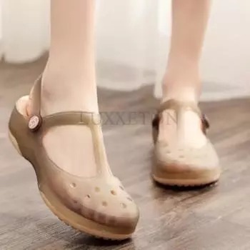 Fashion Summer Women Mules Clogs Beach Breathable Slippers Woman s Sandals Jelly Shoes Cute Garden Shoes Clog For Girls 36 золотой