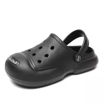 Fashion Summer Women s Hole Shoes Anti Slip Comfortable Home Slippers 2024 New Fashion Thick Sole Beach Sandals Women s Garden Shoes 36-37 чёрный