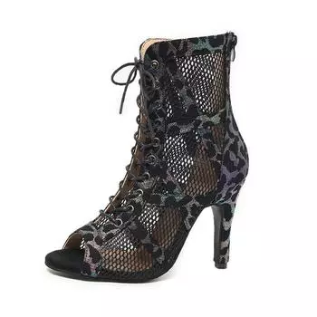 fashion Summer Women s Pumps Lace Up High Heel Shoes for Women Open Toe Air Mesh Pumps Thin Heel Peep Toe Ladies Shoes Outdoor Zip Boots 35 коричневый