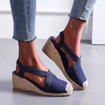 Fashion Summer Women s Sandals 2024 Straw braided Wedge Heels Espadrille Sandals Big Size Female Shoes Female Gladiator Slingback Shoes 35 хаки
