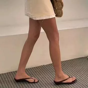 Fashion Summer Women s Shoes 2024 High Quality Women s Slippers Fashionable Thong Outdoor Beach Shoes Solid Color Low Heel Women s Shoes 35 чёрный