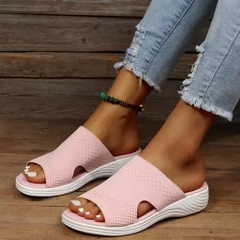fashion Summer Women Shoes Sandals Retro Women s Shoes Soft Sandals For Women Casual Shoes Woman Slides Women Slippers Footwear Female 35 розовый