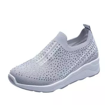 Fashion Summer Women Sneakers Mesh Breathable Women s Casual Shoes Sock Shoes Woman Comfortable Loafers Slip-on Female Vulcanize Shoes 35