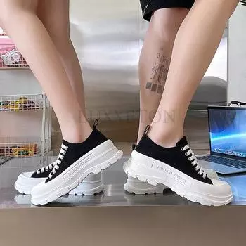 fashion Summer Women Vulcanize Shoes Couples Height Increasing Platform Canvas Sports Shoes Low Top Outdoor Flat Walking Casual Sneakers 35