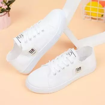 Fashion Summer Womens Casual Vulcanize Shoes Canvas White Large Size Sneakers Women Sport Walking Platform Flats Shoes Sneakers 35 белый