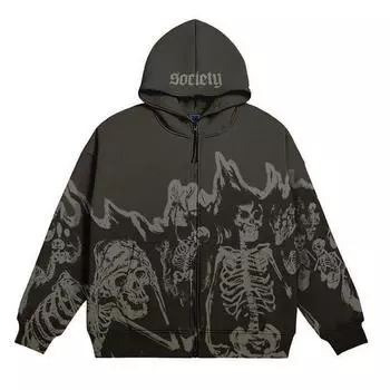 Fashion Sweatshirts Gothic Sweatshirt Embroider Skull D XL