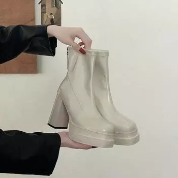 Fashion sweet and cool style black high-heeled short boots women s autumn new with skirt small height-increasing boots 39