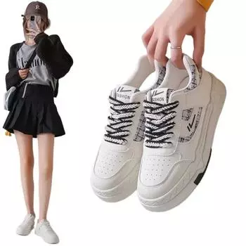 Fashion SyfIyno New Autumn Luxury Vulcanize Shoes Sneaker Shoes PU Leather Thick Sole Skateboard Shoes Sports Running Sneaker 35 белый