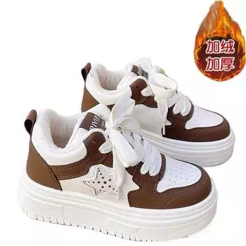 Fashion SyfIyno New Winter Plush High Top Sports Shoes Warm Cotton Shoes Lolita Casual Sneakers Thick Soled Board Shoes 35 белый