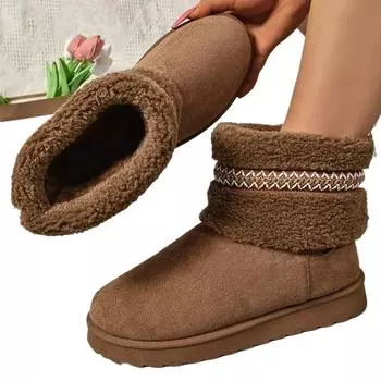Модные женские зимние ботинки SyfIyno, новые зимние нескользящие утолщенные плюшевые ботильоны, женские, слипоны из искусственного меха, теплые, с хлопковой подкладкой, женские 37 коричневый
