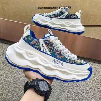 Fashion SYTK Fashion Blue Casual Sneakers Men Original Designer Platform Shoes Men Increase Heel Hip Hop Chunky Sneakers Mens Trainers 39 синий